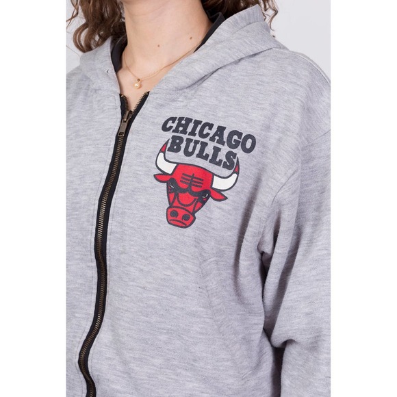 90s Chicago Bulls Reversible Hoodie - Petite Medium | Distressed NBA Basketball - Picture 4 of 10